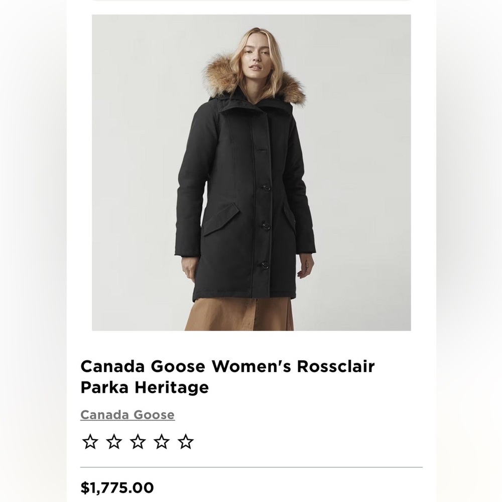 Canada Goose Women's Black Rossclair Parka Fusion fit with Fur Trim